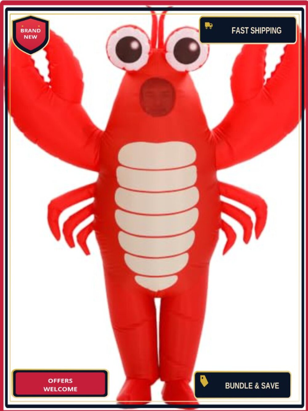 Inflatable Lobster Costume Adult One Size Fits Most Blow Up Halloween Party